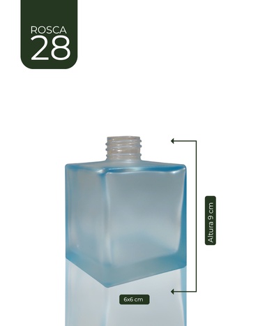 Vidro Cubo Jateado Azul 220 ml