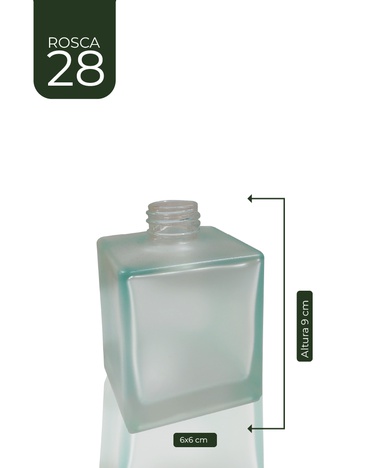 Vidro Cubo Jateado Verde 220 ml